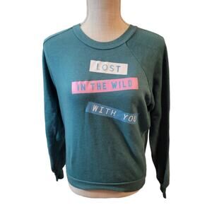 Wildfox Teal Lost In The Wild With You Sweatshirt Size Small New Without Tags